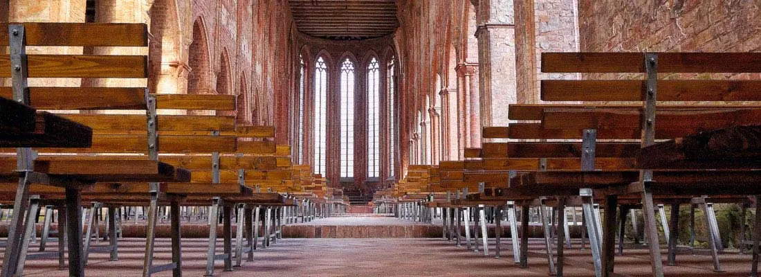 Blick durch das Hauptschiff des Klosters Chorin.