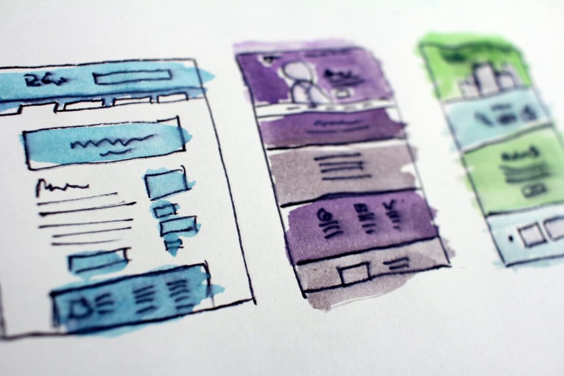Abstrakte Skizzen diverser Website-Layouts